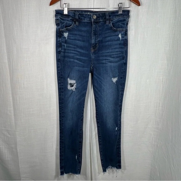American Eagle Blue Denim Super High Rise Crop Jeggings - Picture 1 of 8